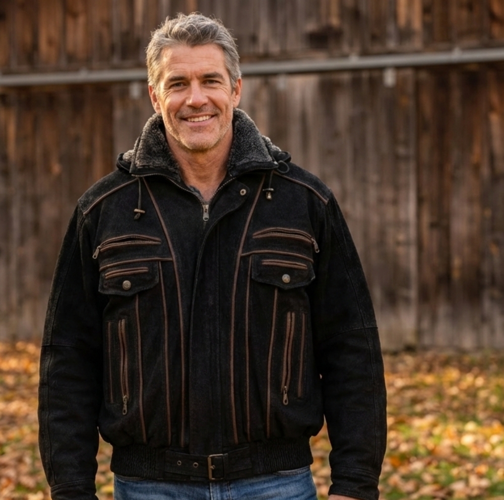 Vintage Oscar Leopold Men's Heavy Biker Leather Jacket Size L Like New